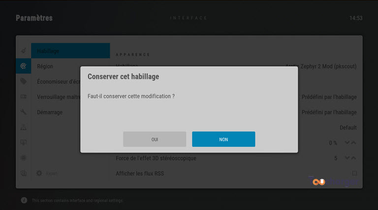 Conserver habillage kodi